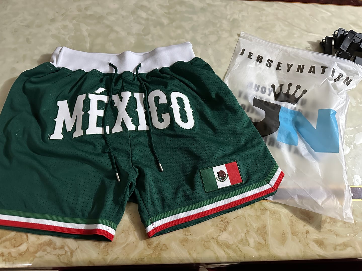 Customer photo review of Mexico Heritage Basketball Shorts