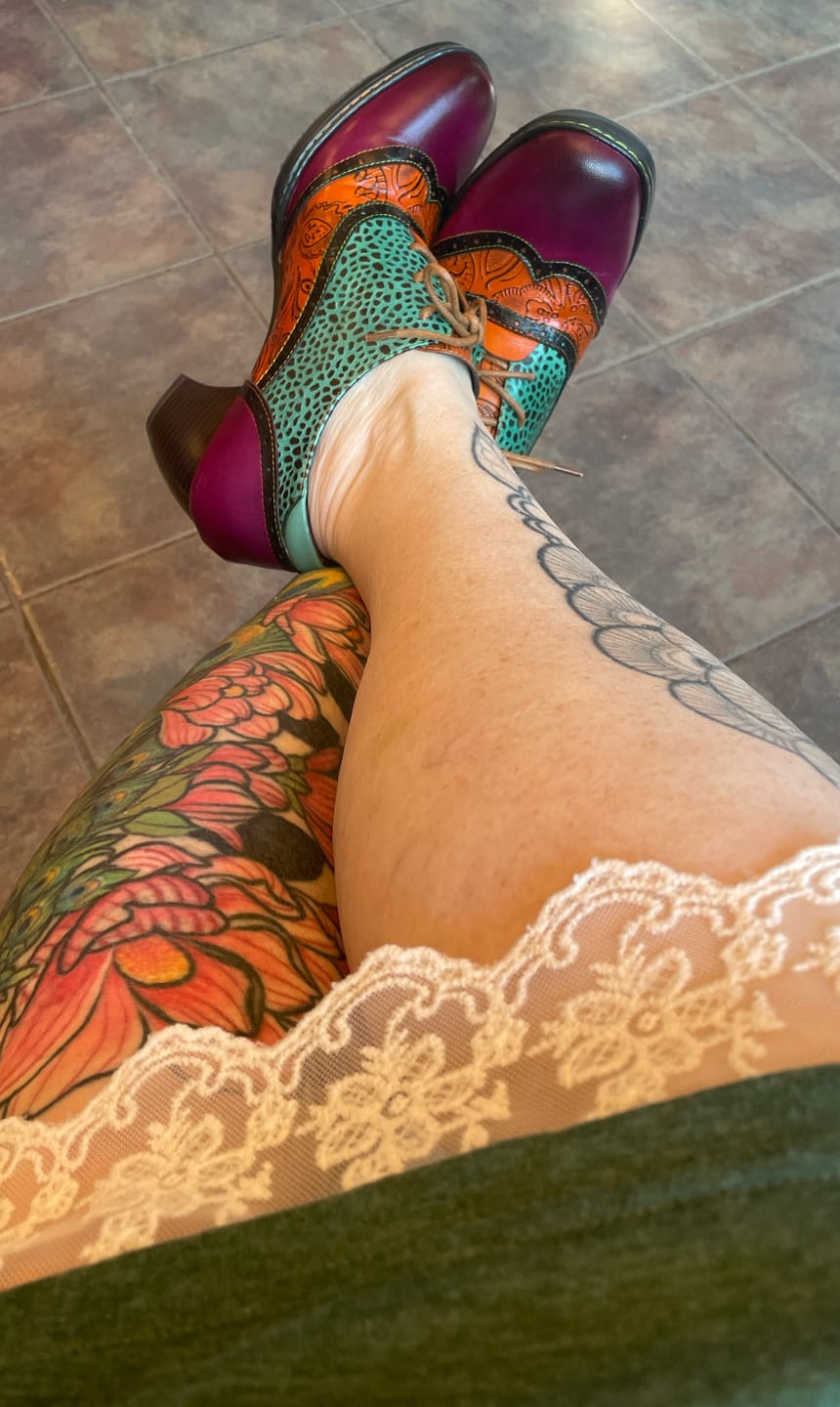 Customer photo review of Hand stitched leather pumps