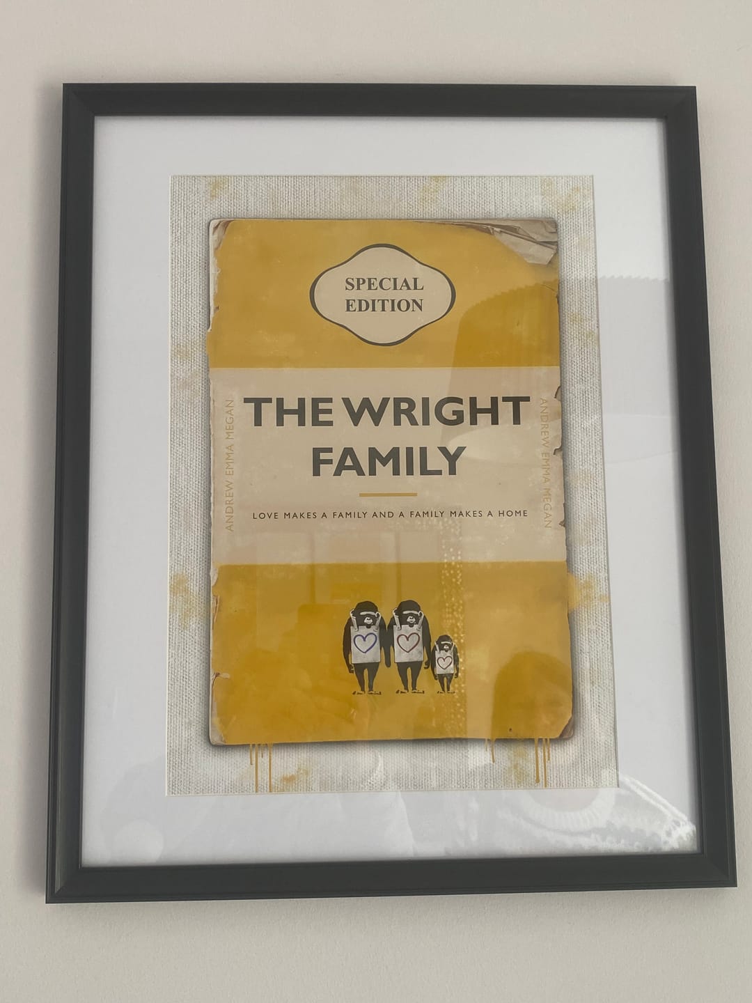 Customer photo review of Personalised Book Cover Art Print (Family Edition) New Colours!