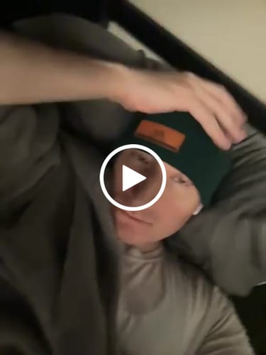 Customer video review of Custom Leather Patch Beanie