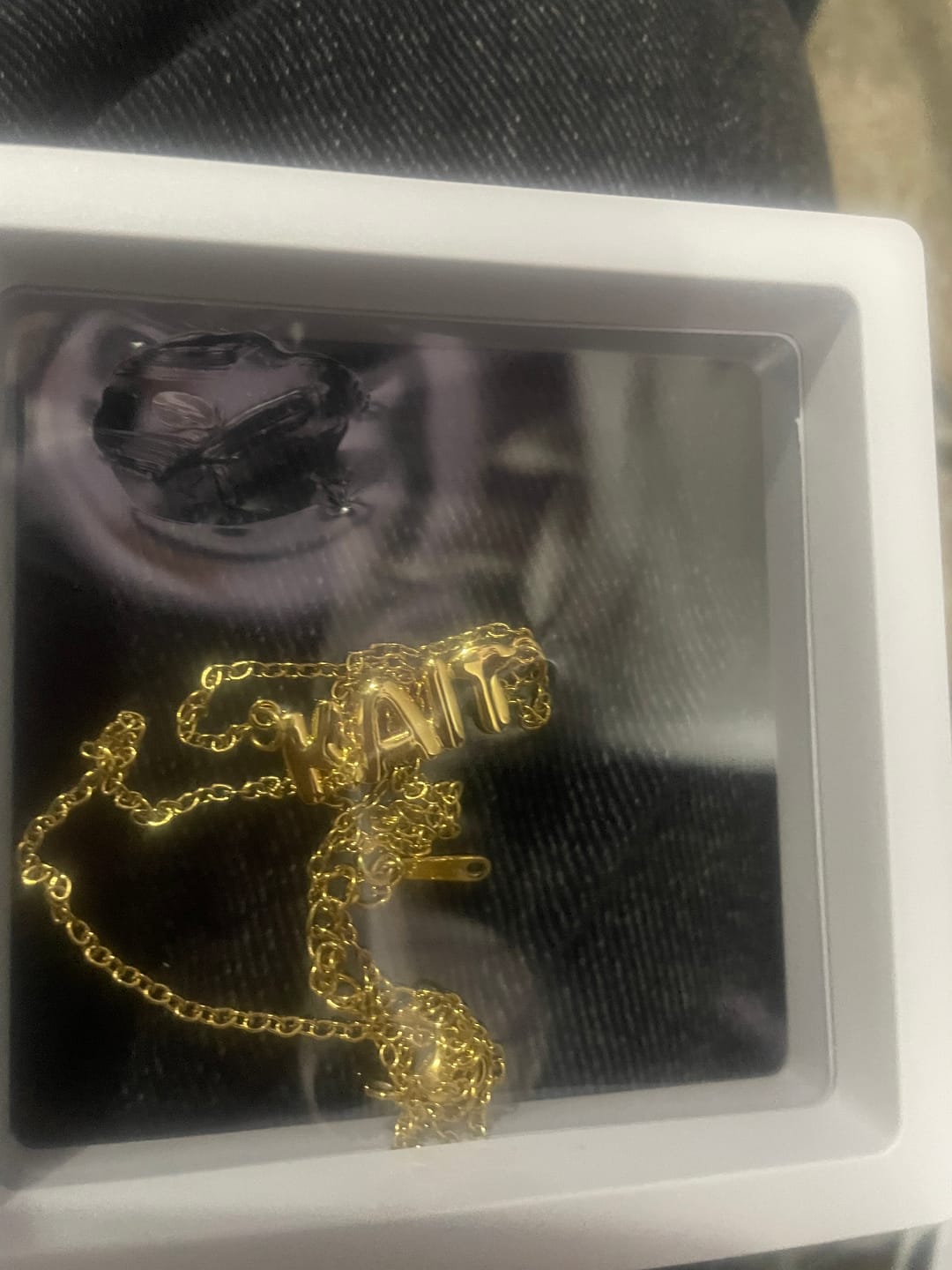 Customer photo review of Bubble Letter Name Necklace