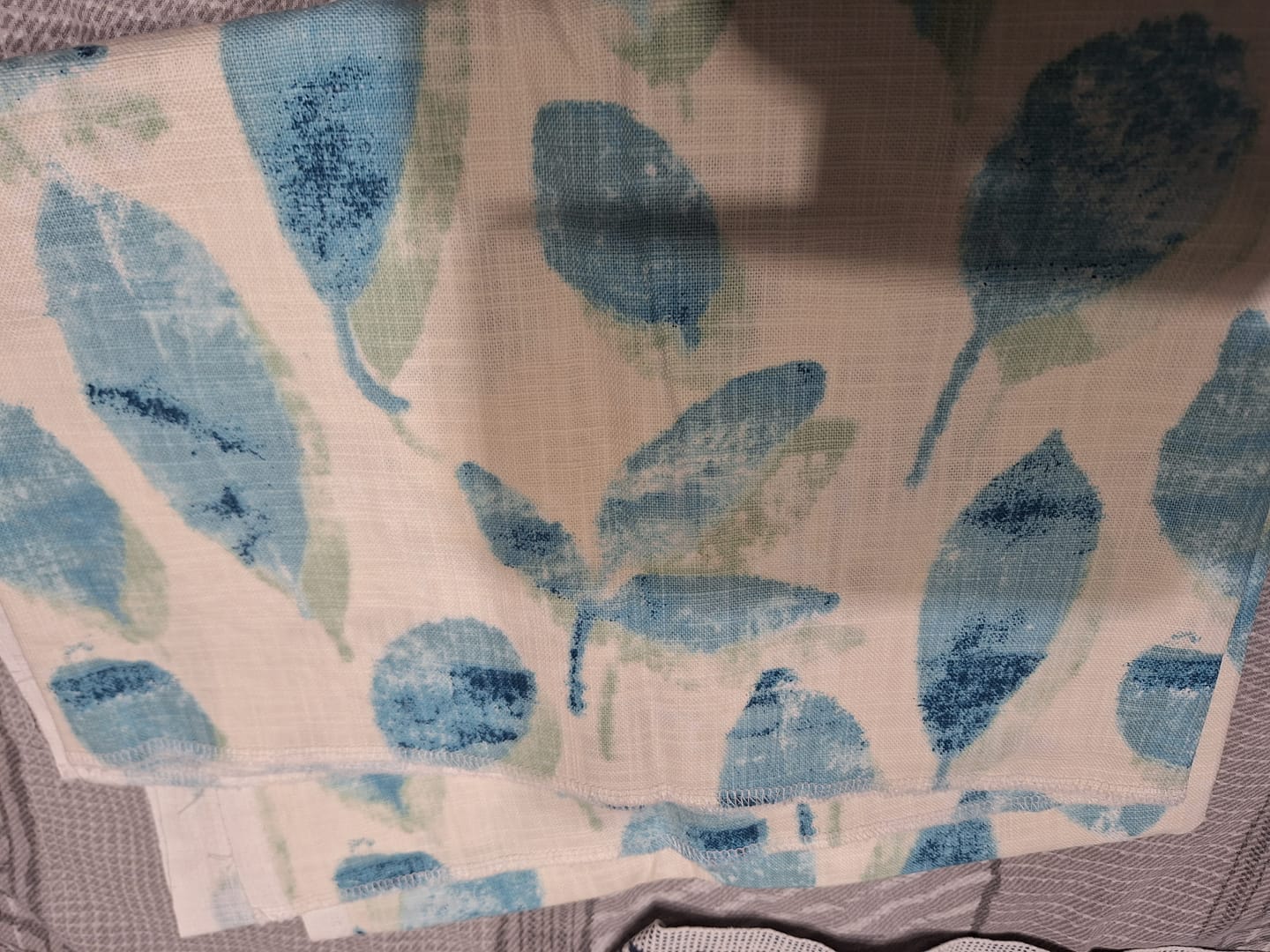 Customer photo review of Leaves Linen Look Cotton Upholstery Fabric