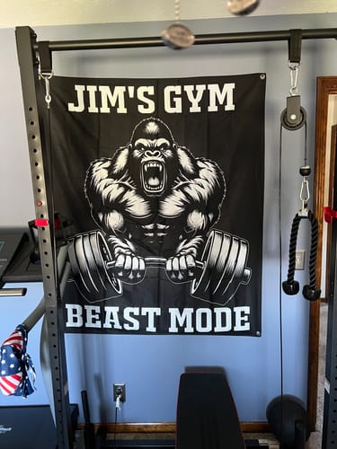 Customer photo review of Personalized Gym Flag Gorilla Beast Mode 11343