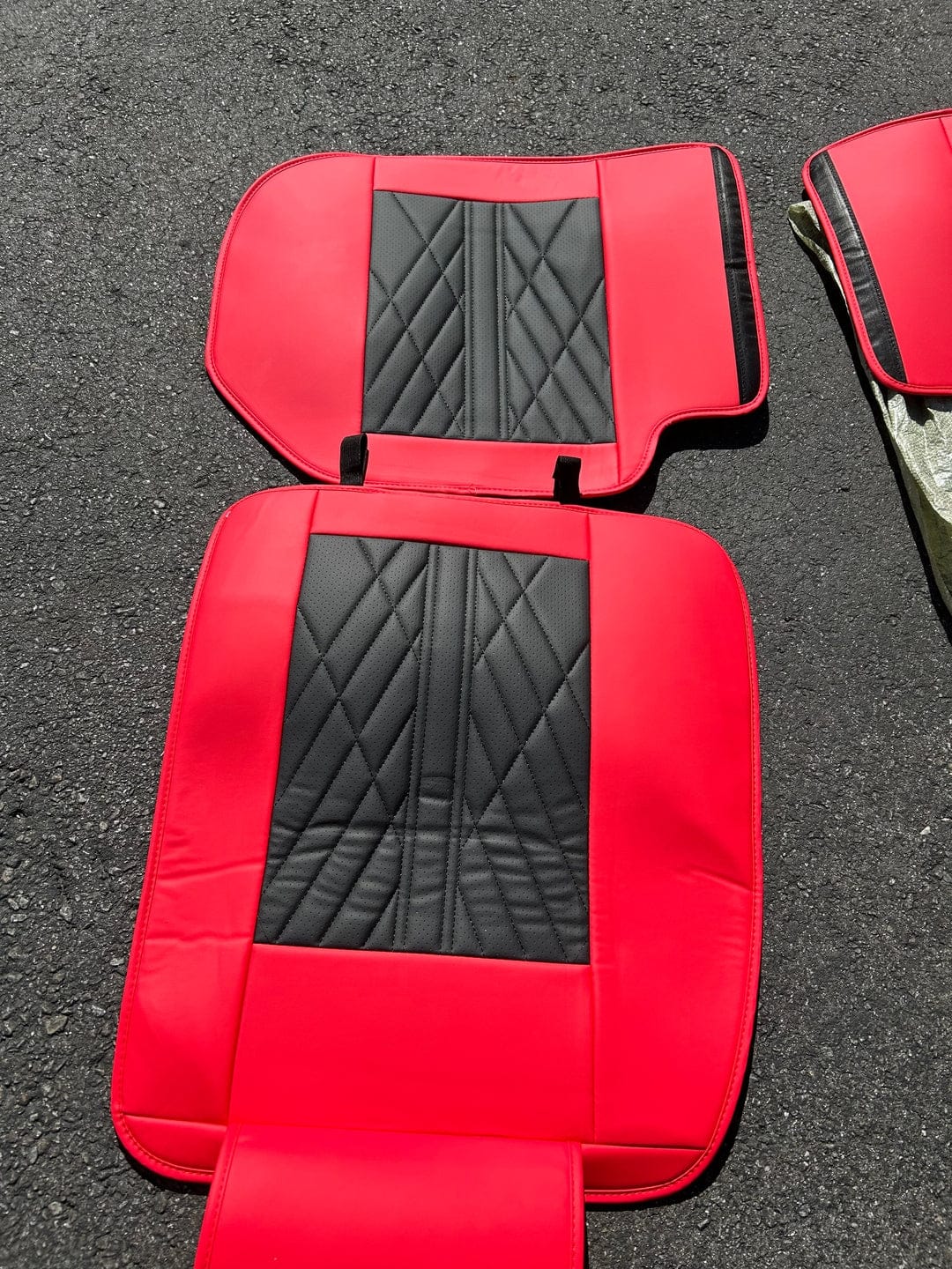 Customer photo review of Black & Red Seat Cover