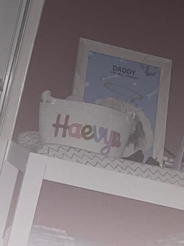 Customer photo review of Baby Knits™  Multicolor Personalized Knitted Basket