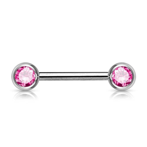 Customer photo review of Solid Titanium Internally Threaded Flat Gem Nipple Barbells