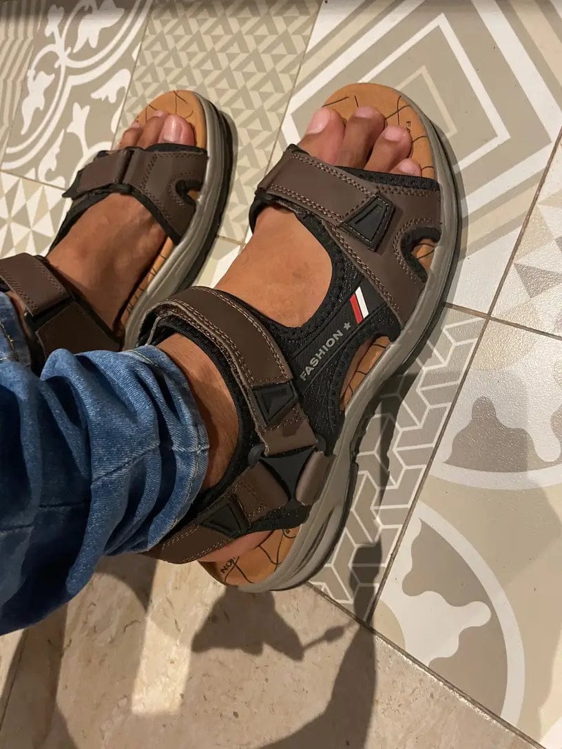 Customer photo review of 💯Summer Collection 💯Men's Orthopedic Leather Sandals – Breathable, Adjustable, Air Cushion