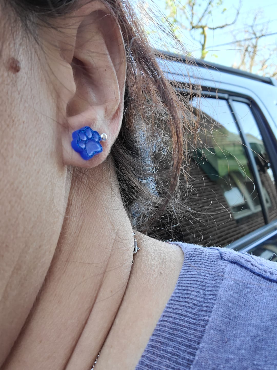 Customer photo review of Teardrop Faux Druzy Studs Hypoallergenic Earrings for Sensitive Ears Made with Plastic Posts