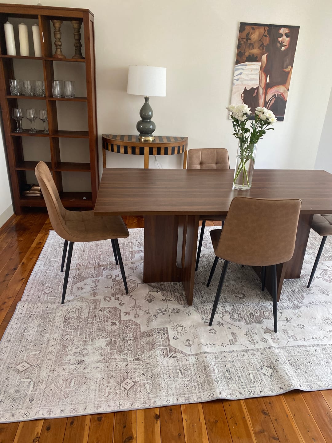 Customer photo review of Levede 4x Dining Chairs Kitchen Chair Brown Faux Leather