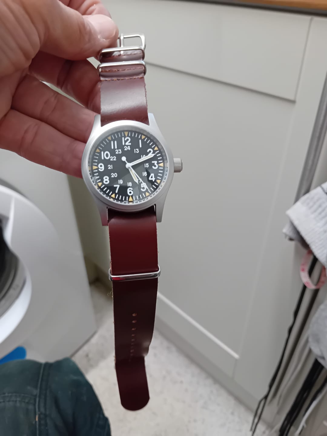 Customer photo review of Leather Military Style Strap - Brown or Black