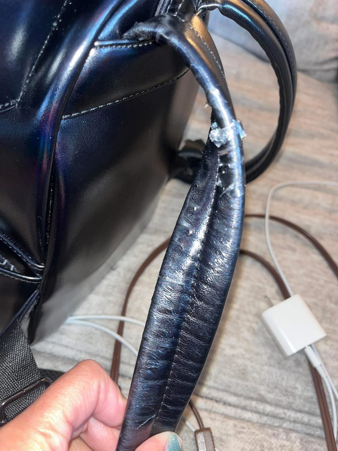 Customer photo review of Loungefly Disney The Minnie Mouse Classic Series Mini Backpack: Midnight Iridescent - 707 Street Exclusive