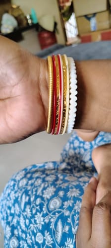 Customer photo review of "Ancient Gold Elegance: Cream Bangle Beauty " (2 Pis)