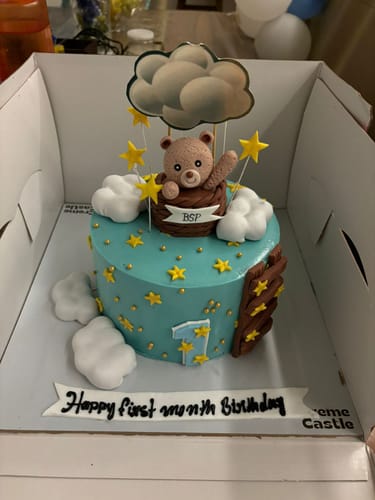 Customer photo review of Teddy in Balloon Design Cake