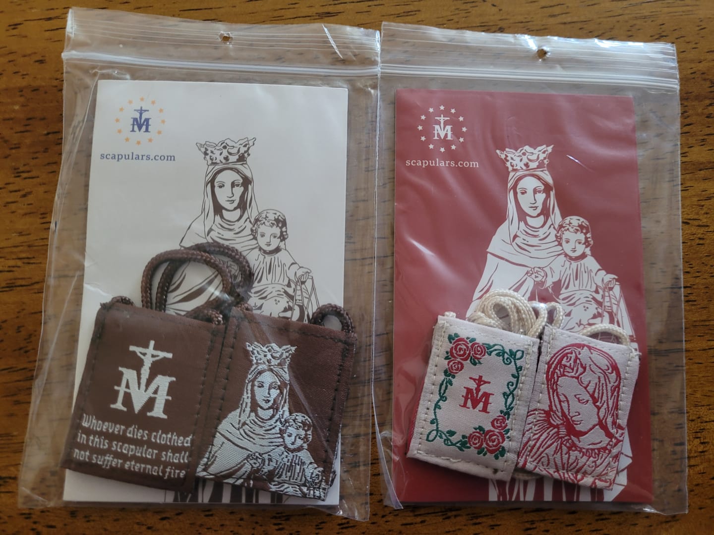 Customer photo review of OLMC Promise | Our Lady of Mt. Carmel Premium Brown Scapular