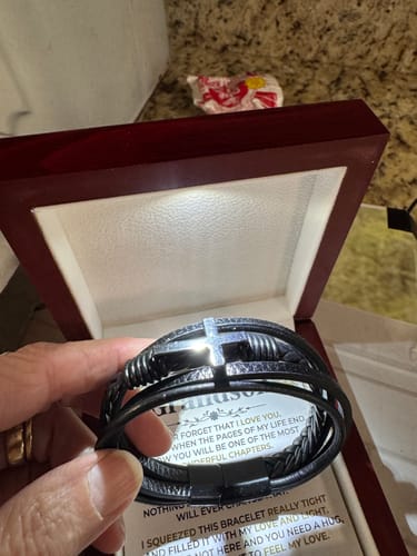 Customer photo review of To My Grandson | Cross Braided Bracelet Gift Set - SS514B