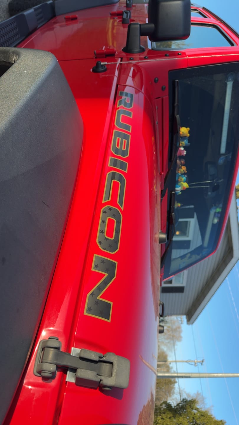 Customer photo review of Premium Black Flag Hood Lettering | Set of 2