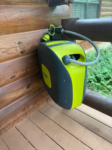 Customer photo review of Ohright Garden Hose Reel 75ft 5/8in - 115ft 1/2in - Heavy-duty Retractable Garden Hose