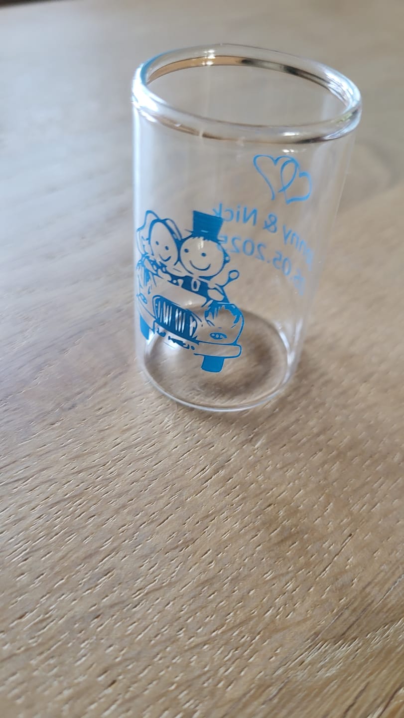 Customer photo review of Schnapsglas Standard bedrucken mit Text, Motiv, Logo