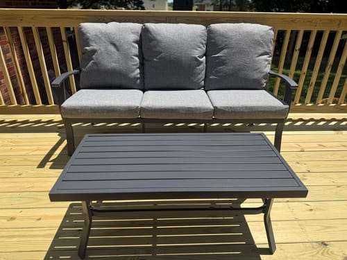Customer photo review of HOMREST Patio Furniture Sets 7 PCS Outdoor Metal Conversation Sets with Coffee Side Table for Garden, Deck, Poolside, Gray