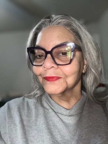 Customer photo review of Luvwin Salt & Pepper Gray Beginner Friendly Glueless Layered Cut Wave Wig 100% Human Hair