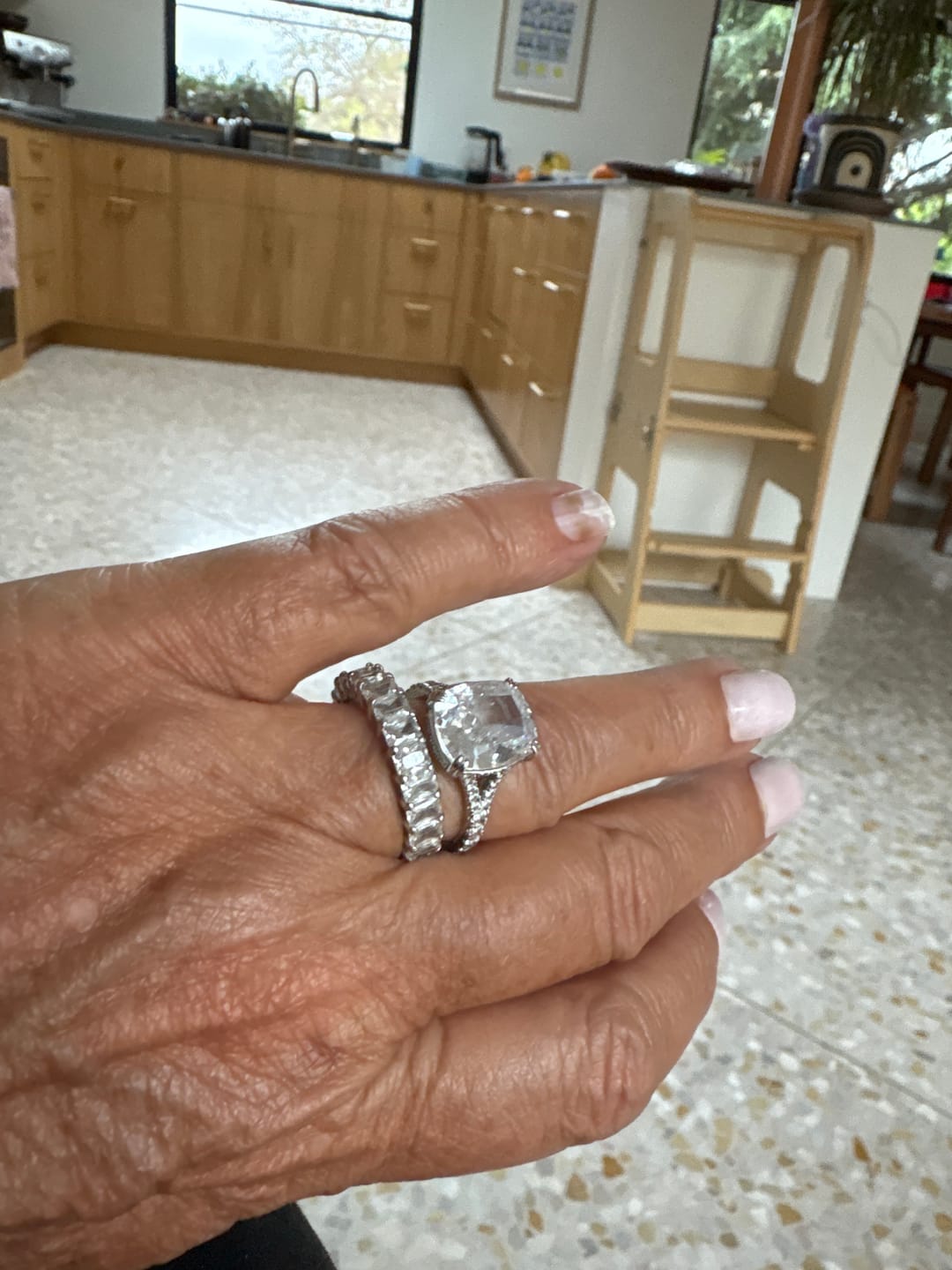Customer photo review of Louily Elegant Radiant Cut Women's Wedding Band In Sterling Silver