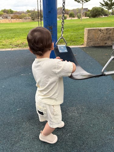 Customer photo review of SOHLS Slip-on Toddler Shoe – Ivory Dune