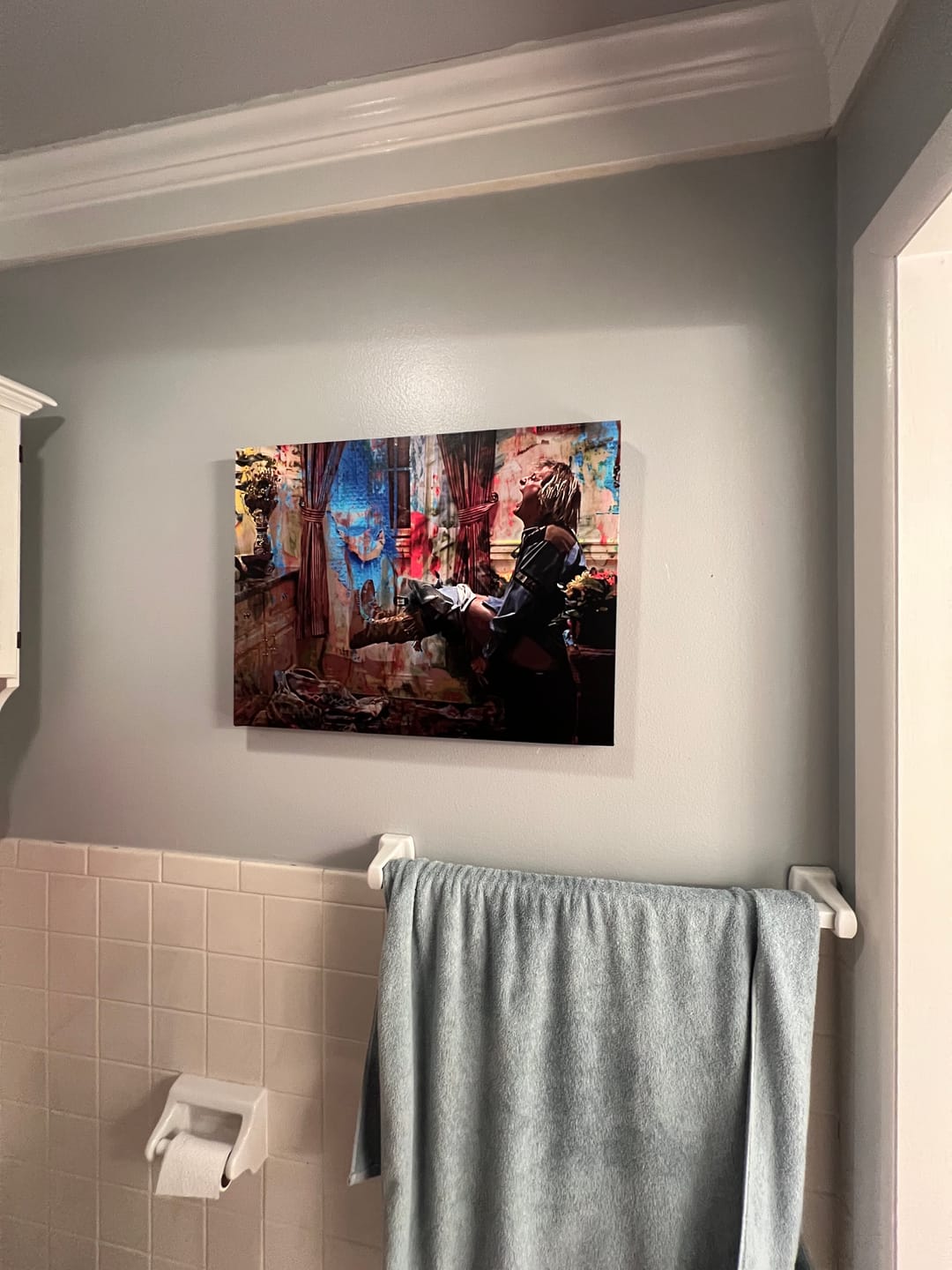 Customer photo review of Dumb & Dumber Bathroom Decor Wall Art