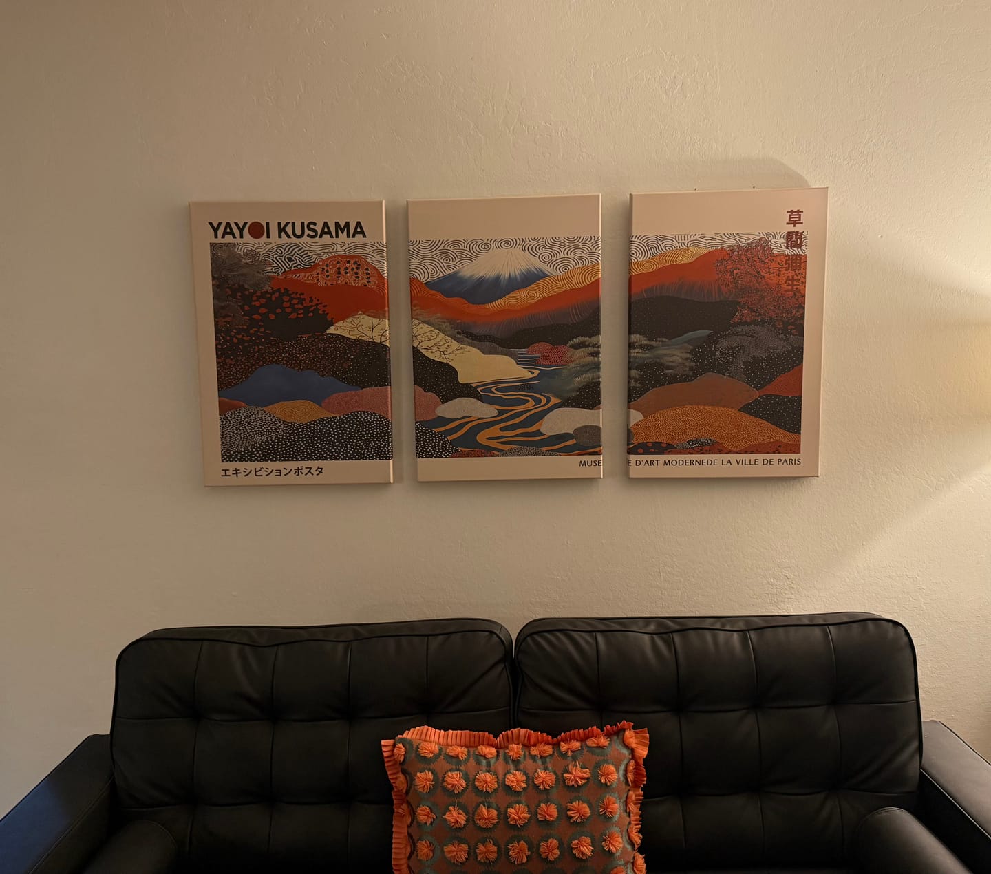 Customer photo review of Framed Yayoi Kusama 1986 Wall Art Print – Japanese Wall Art Print, Wabi Sabi Yayoi Kusama Print - Vibrant Abstract Landscape Canvas Print