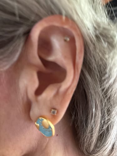 Customer photo review of Van gogh inspired Asymmetric Earrings