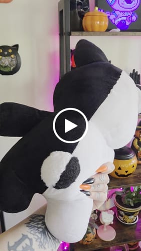 Customer video review of Rabbit Plushie – Black/White (20”)