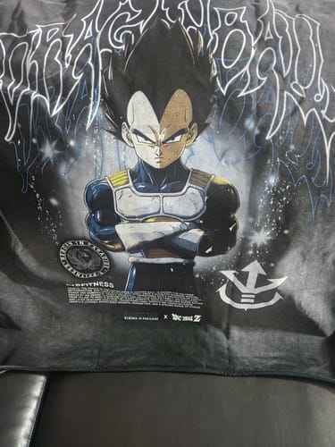 Customer photo review of Vegeta Vintage Oversized Tee | Dragon Ball Z x R1PFitness Collection