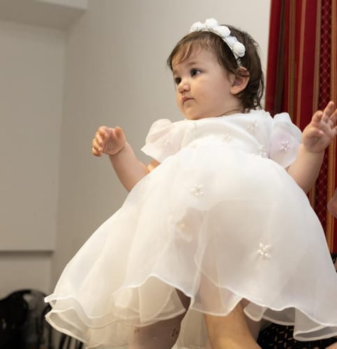 Customer photo review of Baptism Dresses Baby Girl Summer White Sweet Pearl Flower Girl Dress Christening Dress