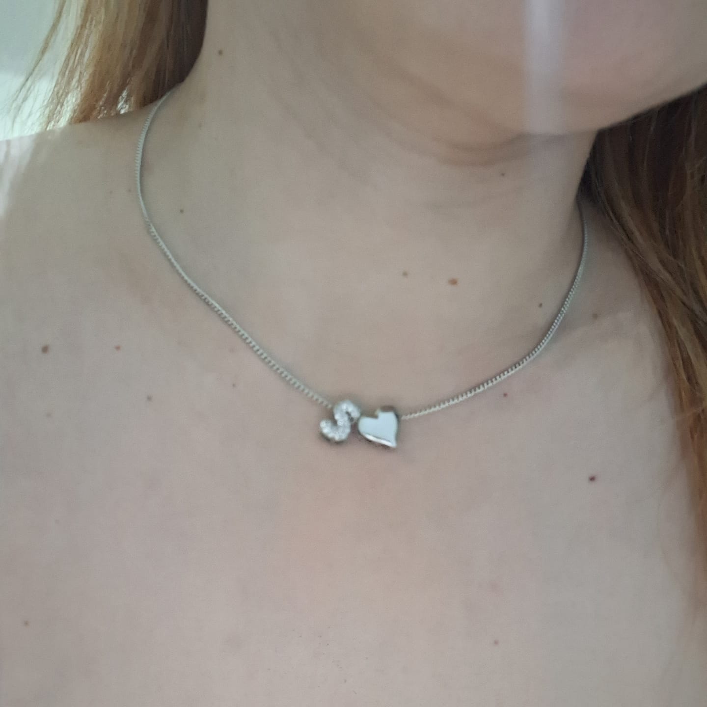 Customer photo review of Collar Combinado Corazon Con Inicial Mini Bubble Zirconias