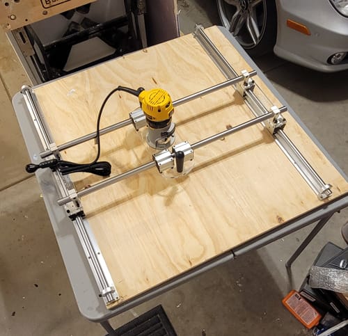 Customer photo review of 36x32" Trim Router Sled Kit - Box 1 - Rails, Bars, Hardware