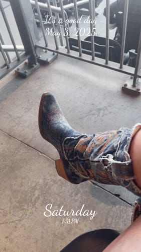 Customer photo review of Dingo Ladies Texas Tornado Blue Jean Western Boots DI943-BL