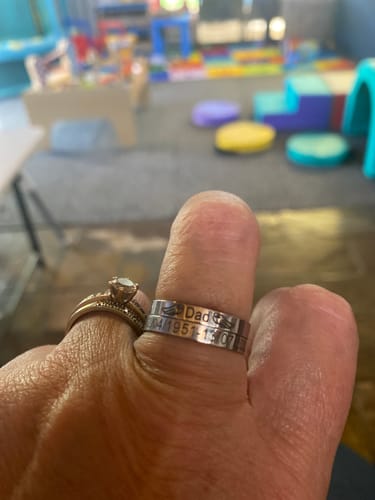 Customer photo review of Personalized Wings Memorial Rings Set of 2 Stacking Ring