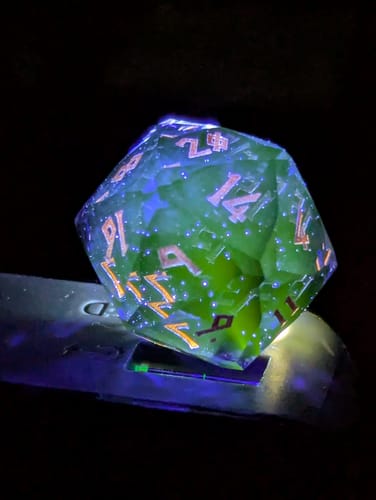 Customer photo review of Deep Plum Multifaceted Glass Dice Set 'PRE-ORDER | SPRING EVENT DEAL'