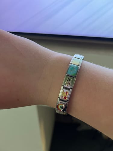 Customer photo review of Stainless Steel 9mm Shiny Link with Theatre Masks for Italian Charm Bracelet