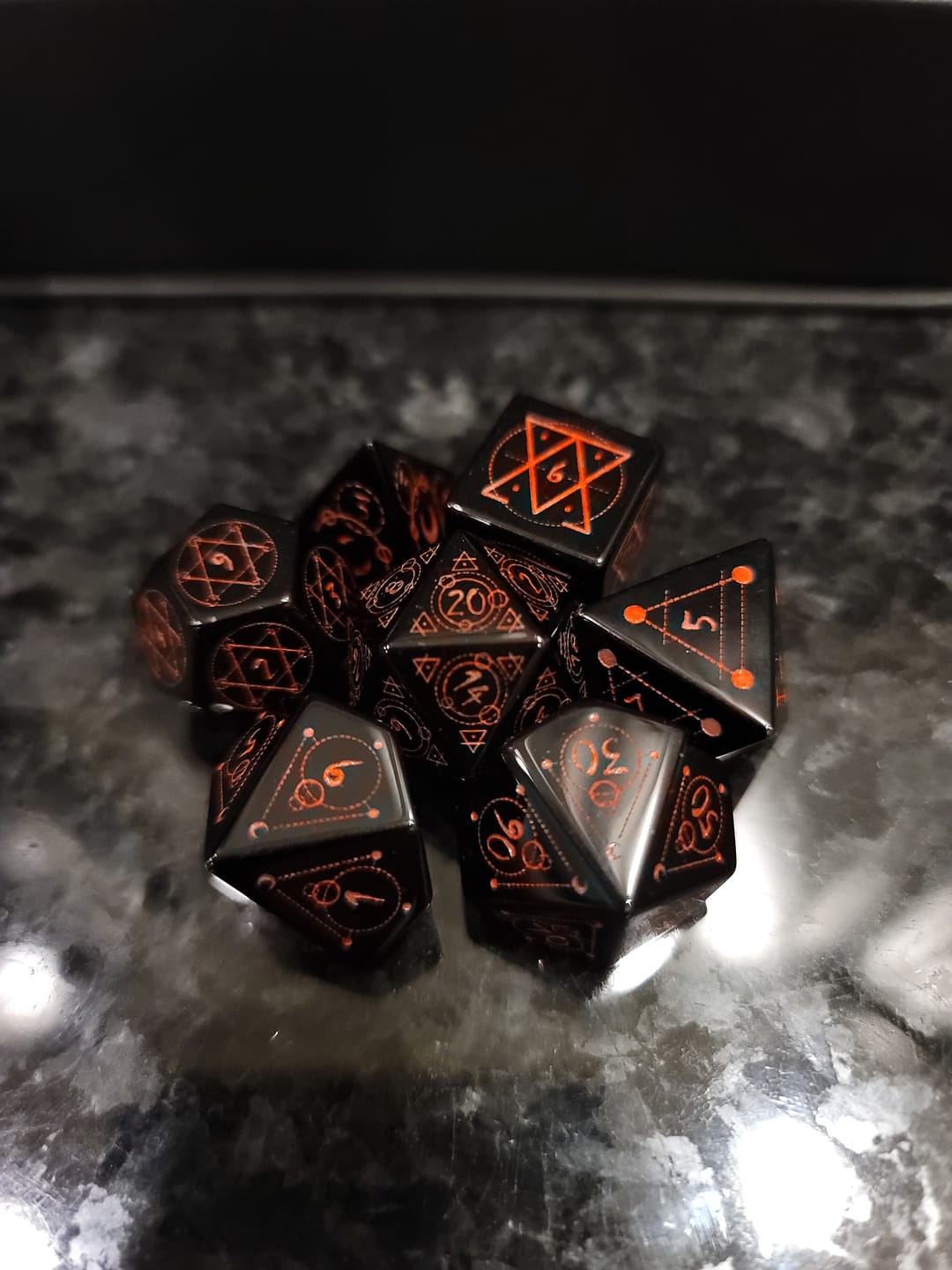 Customer photo review of Spellcaster Obsidian Stone Dice Set 'PRE-ORDER | SPRING EVENT DEAL'