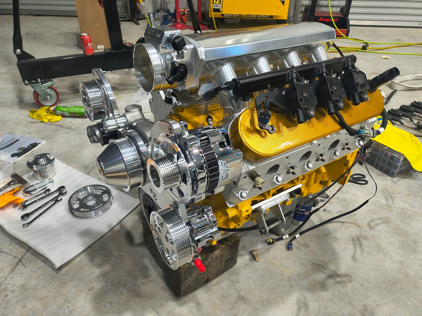 Customer photo review of Motion Raceworks Top Loader Billet Oil Catch Can Gold Anodized ( Dual 10 AN Port )