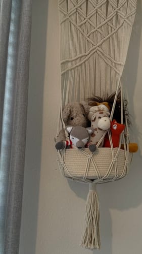 Customer photo review of macrame toy hanging basket
