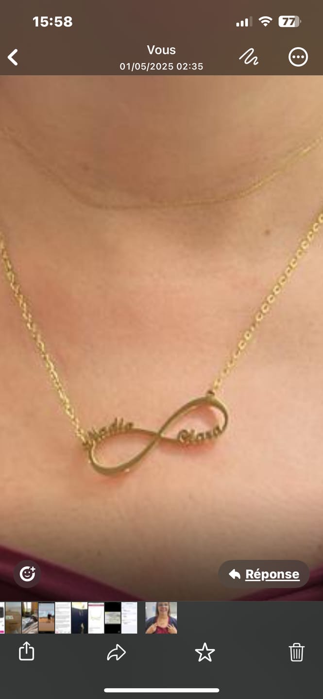 Customer photo review of Collier Infini Personnalisé Deux Prénoms
