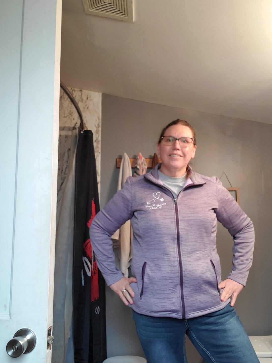 Customer photo review of Ladies Digi Stripe  Personalized Nurse Full Zip