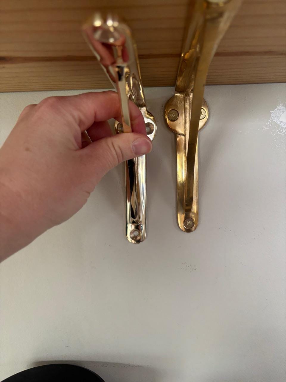 Customer photo review of Arched Shelf Bracket - Unlacquered Polished Brass