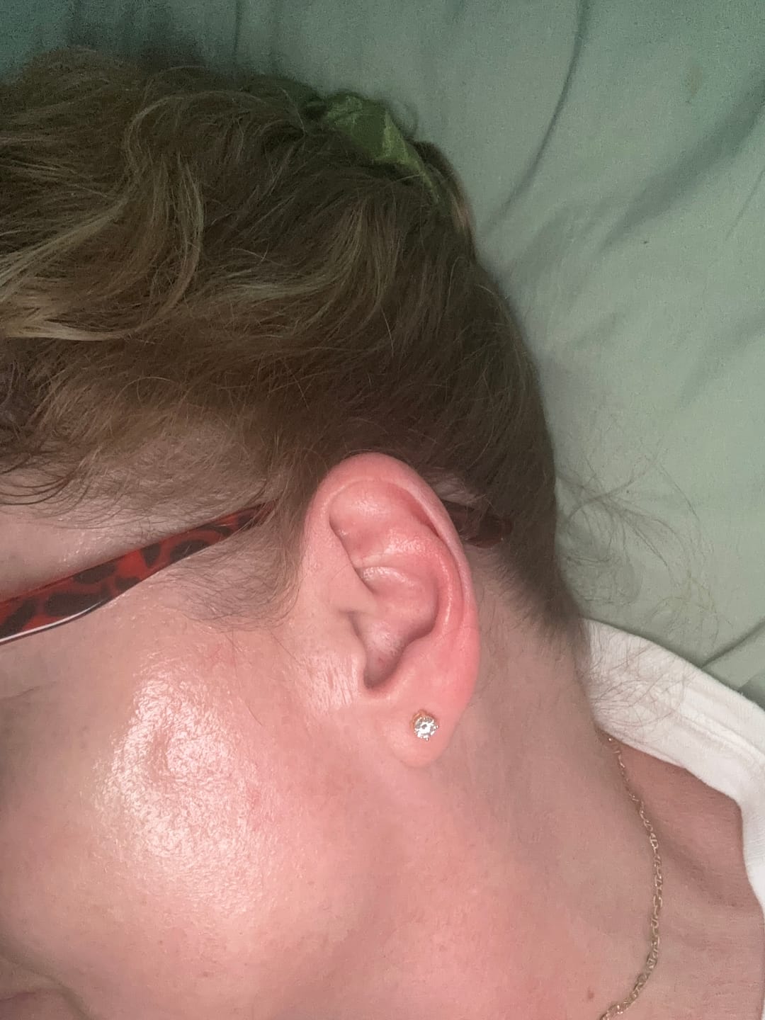 Customer photo review of Round Solitaire Stud Earrings - Moissanites