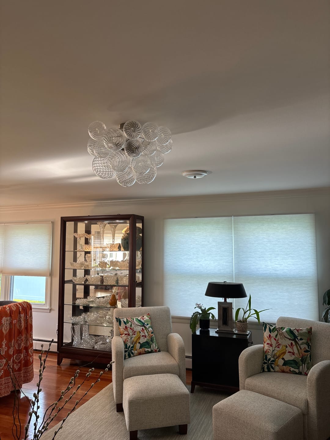 Customer photo review of Modern Swirl Glass Cluster Bubble Semi-Flush Mount