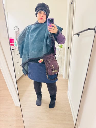 Customer photo review of Marilyn Flowy Midi Skirt - Twilight Storm