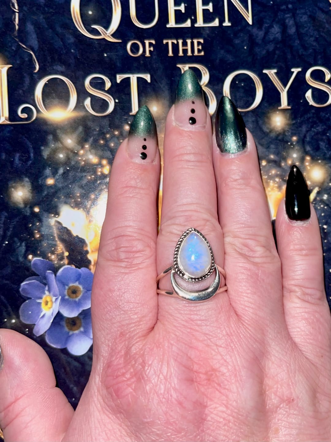 Customer photo review of Sterling Silver Crescent Moon Moonstone Ring
