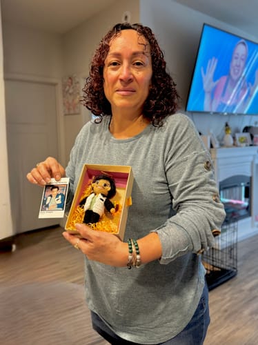 Customer photo review of Dolly® Personalized Crochet Doll with Photo Card