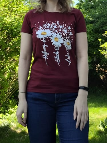 Customer photo review of Hoffnung, Glück, Liebe - Damen Premium Organic Shirt